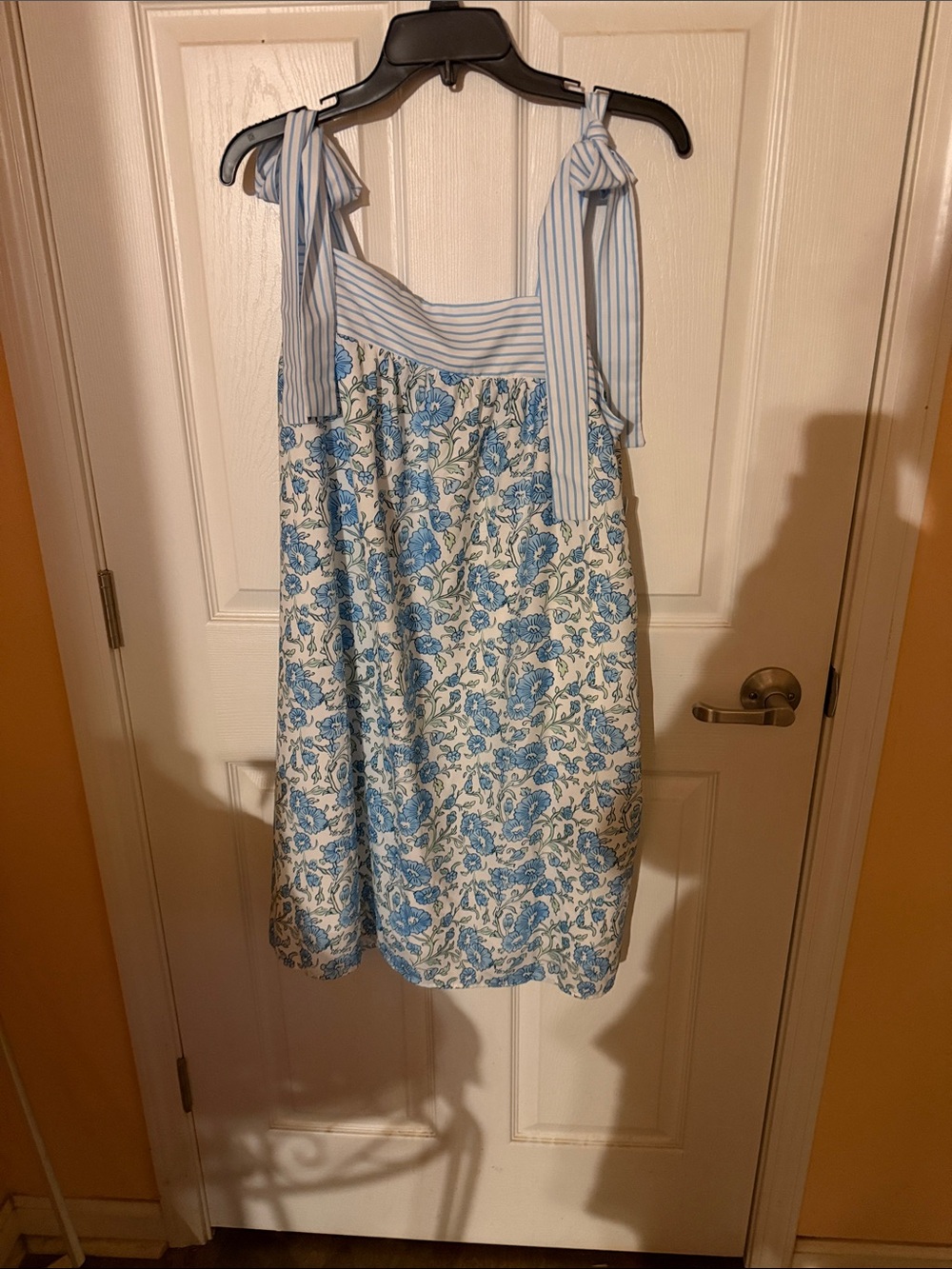 Blue Floral Tie-Shoulder Kids Dress